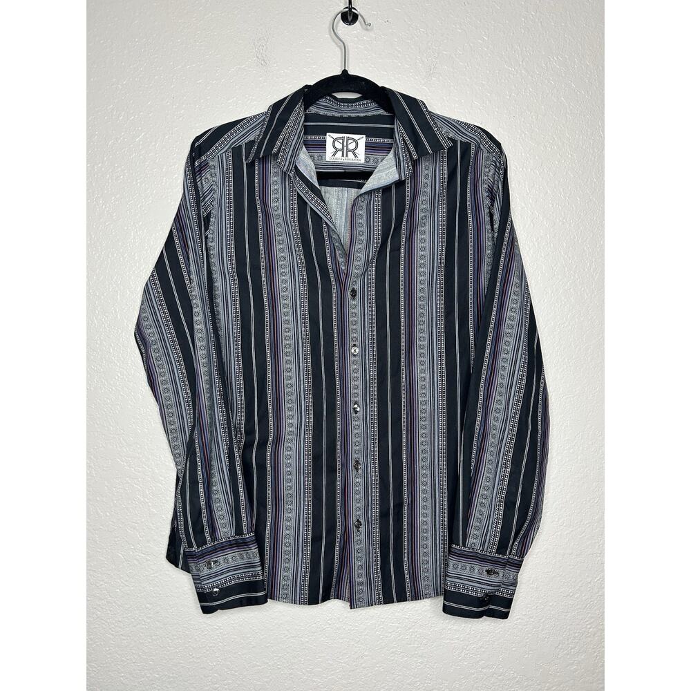 Double R by Ravi Ratan Western Button Up Shirt Long Sleeve Black Size Medium
